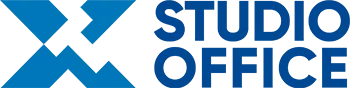 Blue web logo: STUDIO OFFICE with a geometric icon.