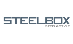 SteelBox Logo-1.png: Minimal header featuring the 'SteelBox' logo, emphasizing a modern and industrial aesthetic. Steel & Style.