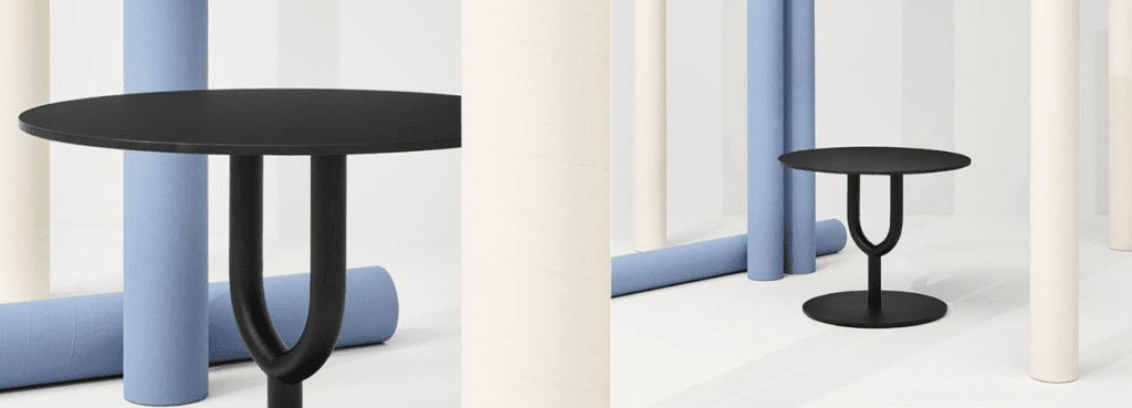 Modern black Diapason Table by Infiniti. Bistro table with round top and central base. Shop now!