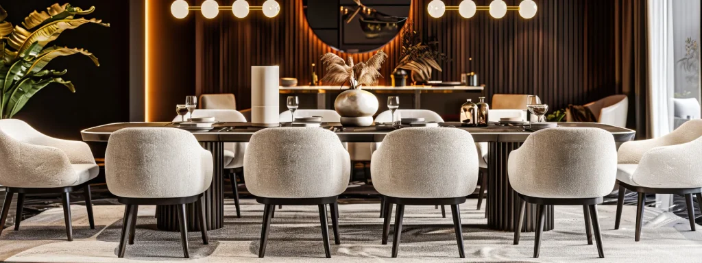 Stylish hotel and restaurant furniture in Cyprus. Features modern chairs around a dining table, enhancing interior design.