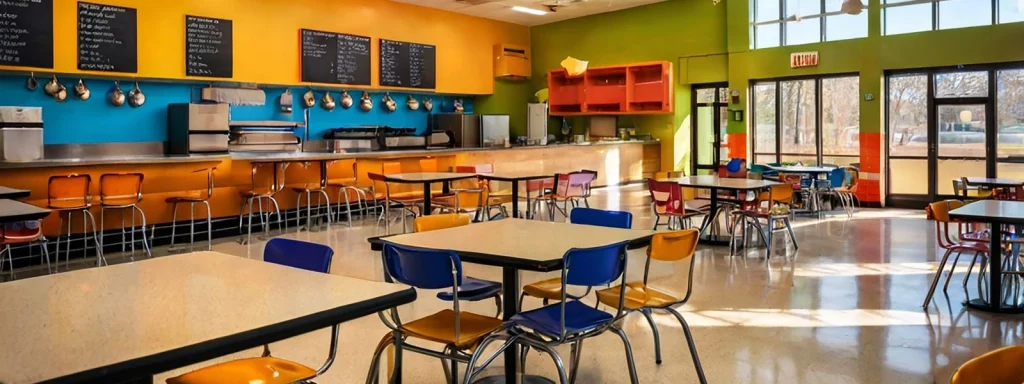School cafeteria furniture in Cyprus. Colorful tables and chairs enhance the dining space. cafeteria.webp