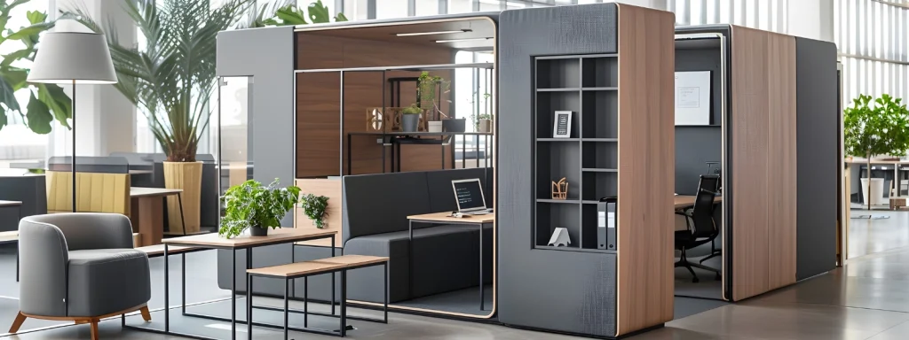 Modular office storage solution showcasing modern design with integrated seating and shelving for flexible workspaces in 2026.